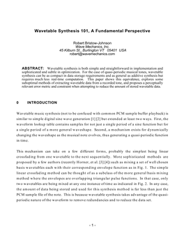 Wavetable Synthesis 101, a Fundamental Perspective