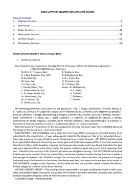 1850 Cornwall Quarter Sessions and Assizes
