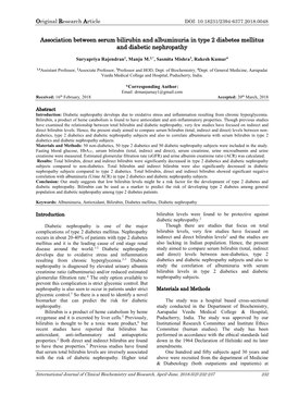 Association Between Serum Bilirubin and Albuminuria in Type 2 Diabetes Mellitus and Diabetic Nephropathy