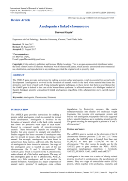Amelogenin X Linked Chromosome