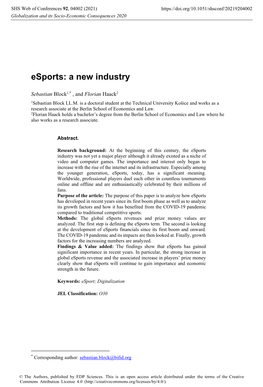 Esports: a New Industry