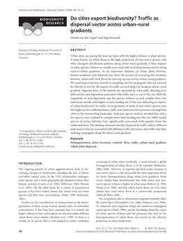 Do Cities Export Biodiversity? Traffic As Dispersal Vector Across Urban