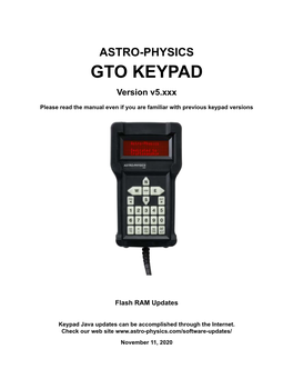 GTO Keypad Manual, V5.001