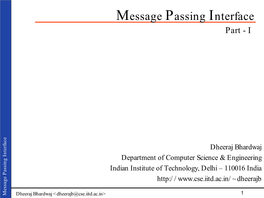 Message Passing Interface Part - I