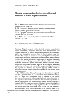 Magnetic Properties of Dredged Oceanic Gabbros and the Source of Marine Magnetic Anomalies