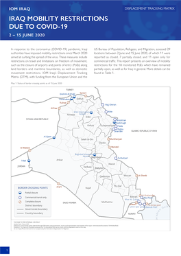 15, Jun 2020 IRAQ MOBILITY RESTRICTIONS DUE to COVID-19