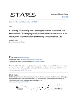 A Journey of Teaching and Learning in Science Education