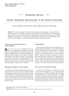 Technology Review Atomic Absorption Spectroscopy in Ion