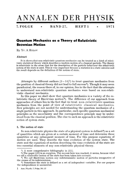 Quantum Mechanics As a Theory of Relativistic Brownian Motion 3