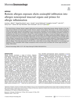 Remote Allergen Exposure Elicits Eosinophil Infiltration Into