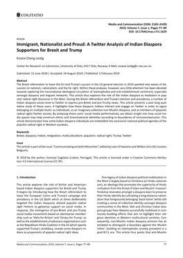 Immigrant, Nationalist and Proud: a Twitter Analysis of Indian Diaspora Supporters for Brexit and Trump