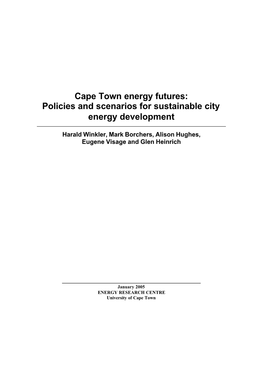 Cape Town Energy Futures: Policies and Scenarios for Sustainable City Energy Development