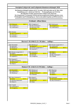 Startplan RWK LG Und Lupi 2020