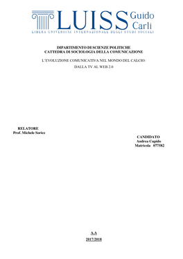 Dipartimento Di Scienze Politiche Cattedra Di Sociologia Della Comunicazione