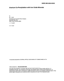 Uranium Co-Precipitation with Iron Oxide Minerals