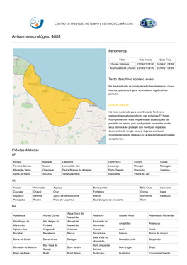 Aviso Meteorológico 4881