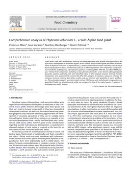 Comprehensive Analysis of Phyteuma Orbiculare L., a Wild Alpine Food Plant