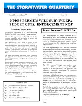 Npdes Permits Will Survive Epa Budget Cuts, Enforcement Not