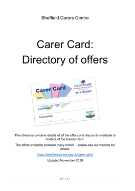 Carer Card: Directory of Offers