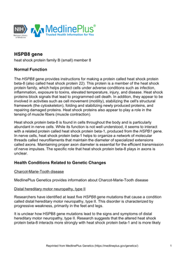 HSPB8 Gene Heat Shock Protein Family B (Small) Member 8