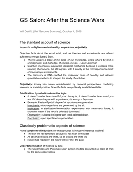 GS Salon the Science Wars