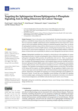 Targeting the Sphingosine Kinase/Sphingosine-1-Phosphate Signaling Axis in Drug Discovery for Cancer Therapy