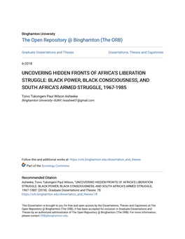 Black Power, Black Consciousness, and South Africa's Armed Struggle