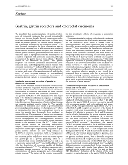 Review Gastrin, Gastrin Receptors and Colorectal Carcinoma