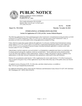 PUBLIC NOTICE FEDERAL COMMUNICATIONS COMMISSION 445 12Th STREET S.W