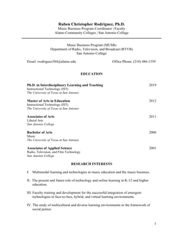 Ruben Christopher Rodriguez, Ph.D. Music Business Program Coordinator | Faculty Alamo Community Colleges | San Antonio College
