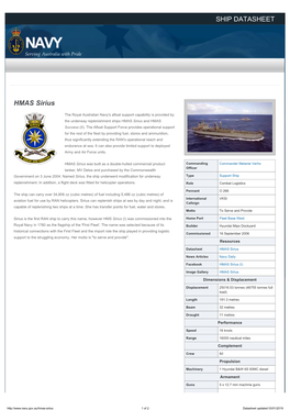 HMAS Sirius Datasheet