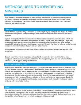 Methods Used to Identifying Minerals