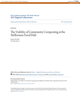 The Viability of Community Composting at the Melbourne Food