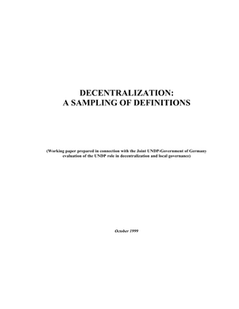 Decentralization: a Sampling of Definitions