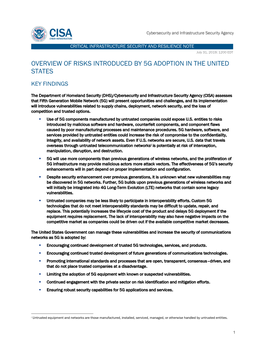 Overview of Risks Introduced by 5G Adoption in the United States