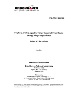 Neutron-Proton Effective Range Parameters and Zero- Energy Shape Dependence