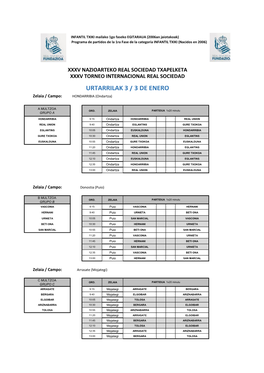 URTARRILAK 3 / 3 DE ENERO Zelaia / Campo: HONDARRIBIA (Ondartza)