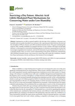 Abscisic Acid (ABA)-Mediated Plant Mechanisms for Conserving Water Under Low Humidity