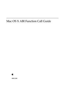 Mac OS X ABI Function Call Guide