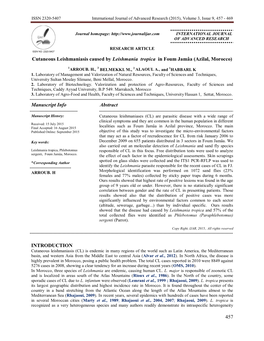 ISSN 2320-5407 International Journal of Advanced Research (2015), Volume 3, Issue 9, 457 - 469