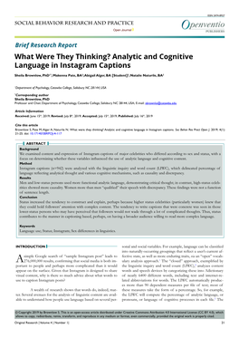 Analytic and Cognitive Language in Instagram Captions