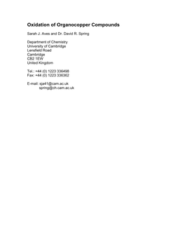 Oxidation of Organocopper Compounds
