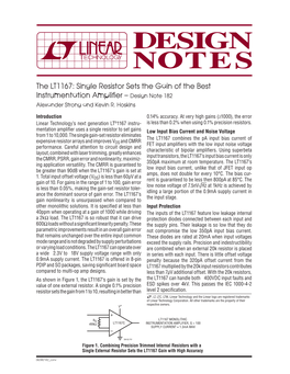 Single Resistor Sets the Gain of the Best Instrumentation Amplifier