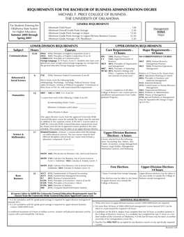 Management for Higher Education Minimum Overall Grade Point Average