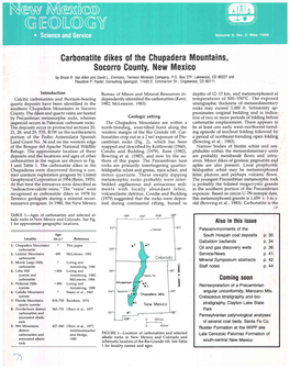 Carbonatite Dikes of the Chupadera Mountains, Socorro County, New