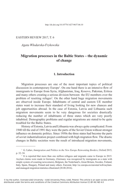 Migration Processes in the Baltic States – the Dynamic of Change