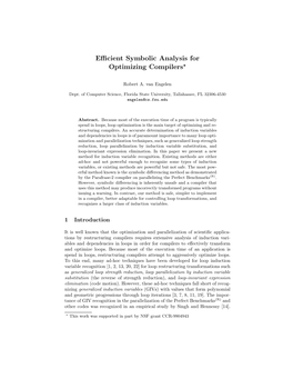 Efficient Symbolic Analysis for Optimizing Compilers*