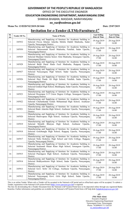 Invitation for E-Tender (LTM)-Furniture-1St