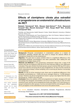 Effects of Clomiphene Citrate Plus Estradiol Or Progesterone On