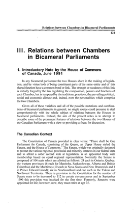 Relations Between Chambers in Bicameral Parliaments 121
